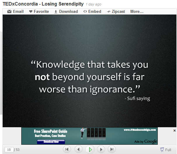 Serendipity Slide A slide from 'Losing Serendipity' talk